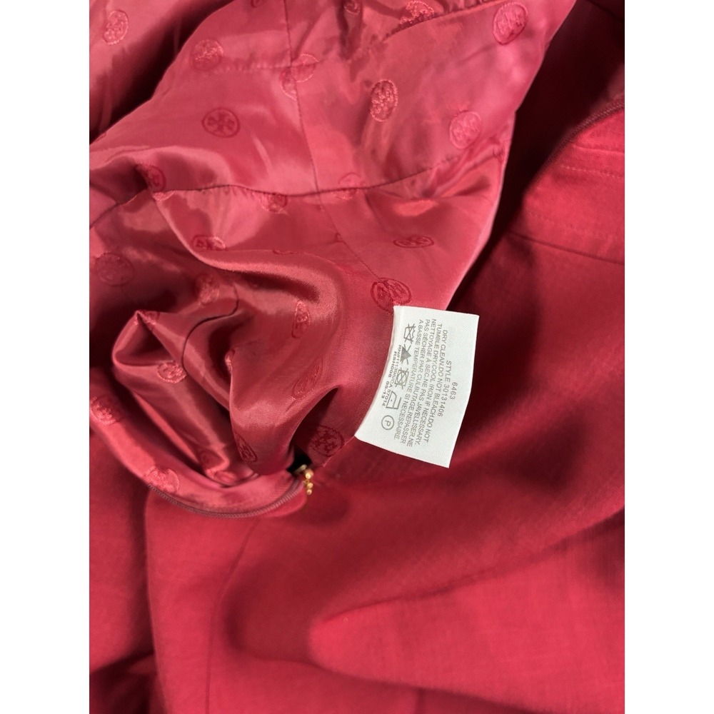 Tory Burch Lydia Sheath Dress Womens 2 Red V-Neck Short Sleeve Work Office Midi - Picture 7 of 11